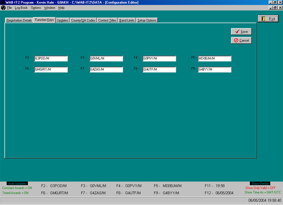 Screen Shot of Function Key Assignments tab within Configuration Editor